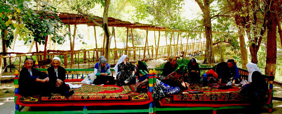 Locals chatting in the shade