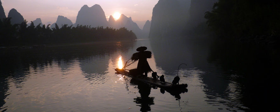 Fisher man fishing on Li River