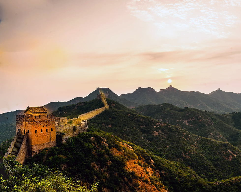 Watching the sunrise on the Great Wall